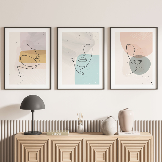 3-teiliges Poster-Set - Abstrakte Gesichter