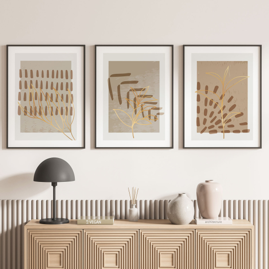 3-teiliges Poster-Set - Boho-Blätter
