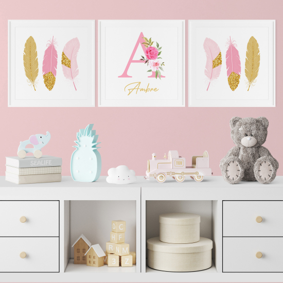3-teiliges Poster-Set für Kinder - Federn