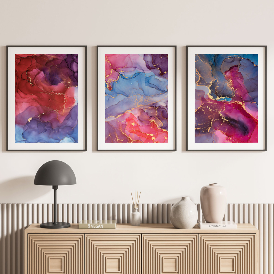 3-teiliges Poster-Set - Marmor-Effekt