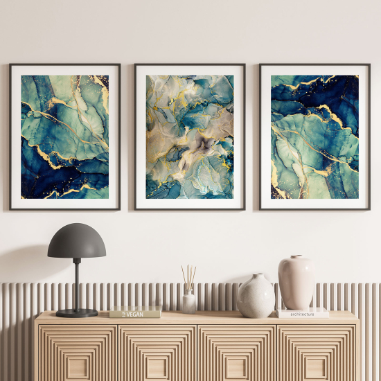 3-teiliges Poster-Set - Marmor-Effekt