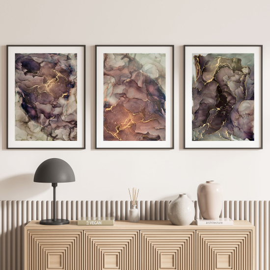 3-teiliges Poster-Set - Marmor-Effekt