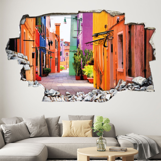3D Wandtattoo - Bunte Straße