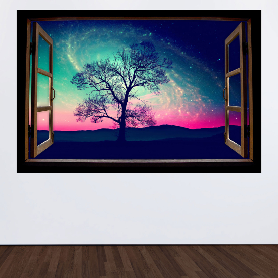 3D Wandtattoo - Optische Täuschung - Baum und Himmel