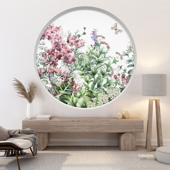 3D Wandtattoo - Optische Täuschung - Blumen