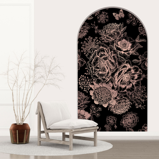 3D Wandtattoo - Optische Täuschung - Blumen Schmetterlinge