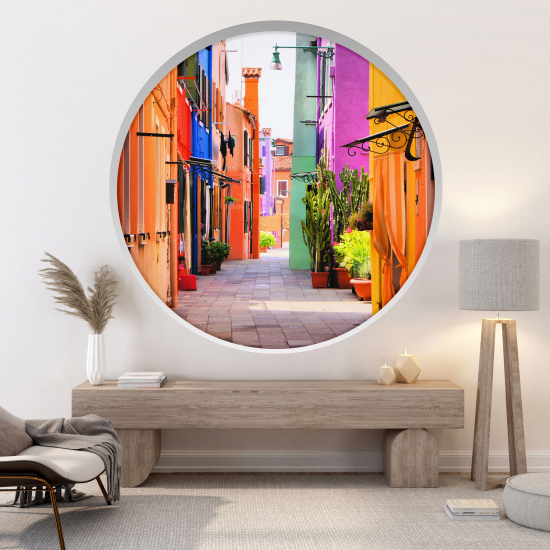 3D Wandtattoo - Optische Täuschung - Burano-Gasse
