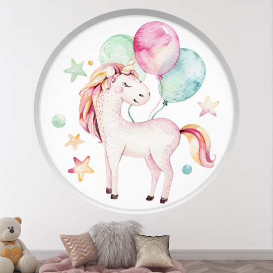 3D Wandtattoo - Optische Täuschung für Kinderzimmer - Einhorn
