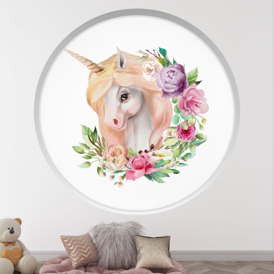 3D Wandtattoo - Optische Täuschung für Kinderzimmer - Einhorn