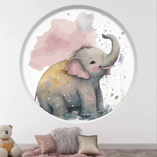 3D Wandtattoo - Optische Täuschung für Kinderzimmer - Elefant