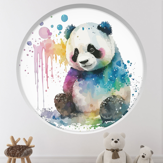3D Wandtattoo - Optische Täuschung für Kinderzimmer - Panda