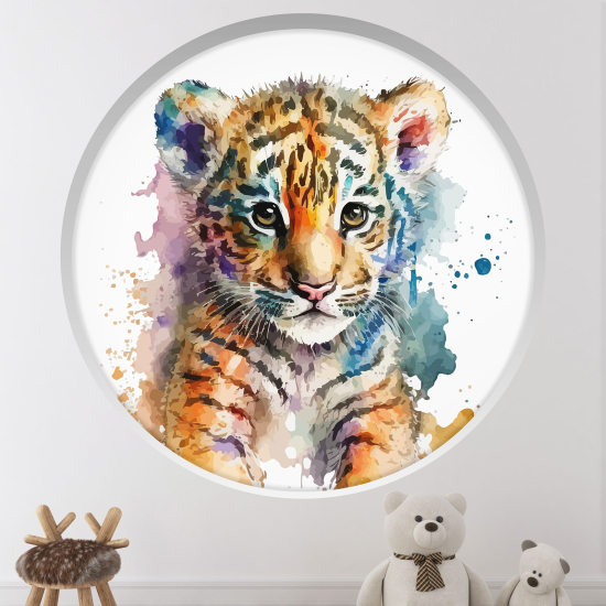 3D Wandtattoo - Optische Täuschung für Kinderzimmer - Tiger