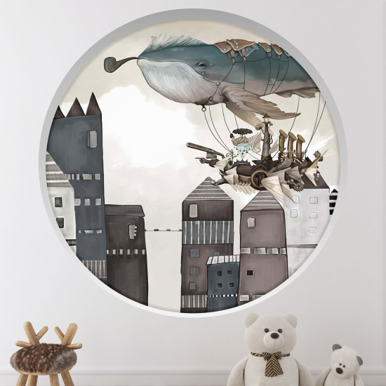 3D Wandtattoo - Optische Täuschung für Kinderzimmer - Wal