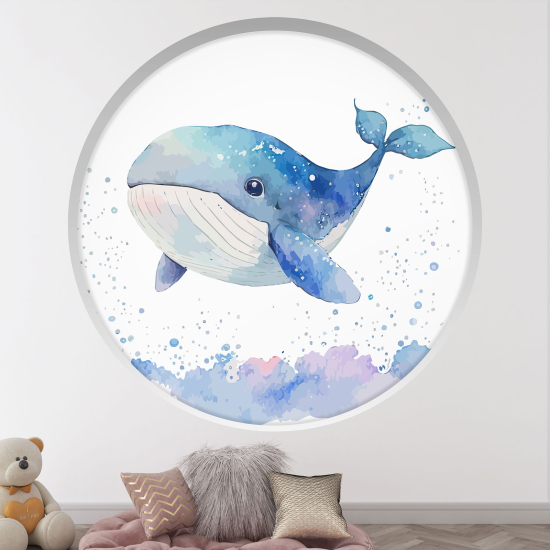 3D Wandtattoo - Optische Täuschung für Kinderzimmer - Wal