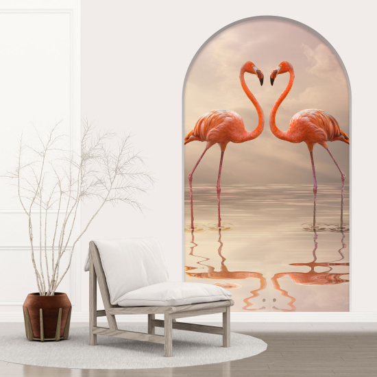 3D Wandtattoo - Optische Täuschung - Rosa Flamingos