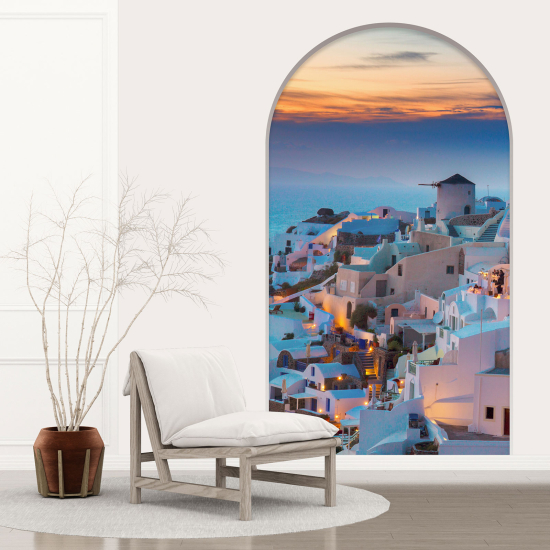 3D Wandtattoo - Optische Täuschung - Santorin