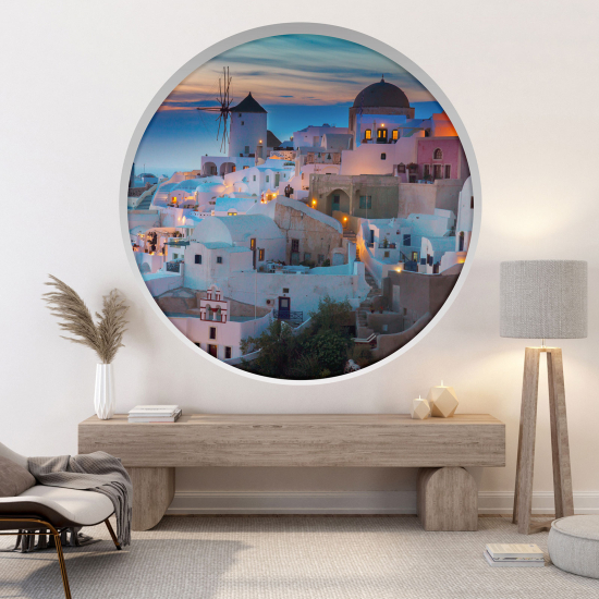 3D Wandtattoo - Optische Täuschung - Santorin