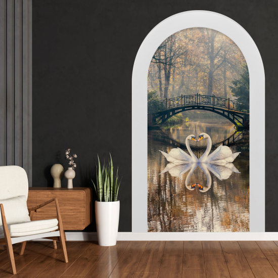 3D Wandtattoo - Optische Täuschung - Schwäne