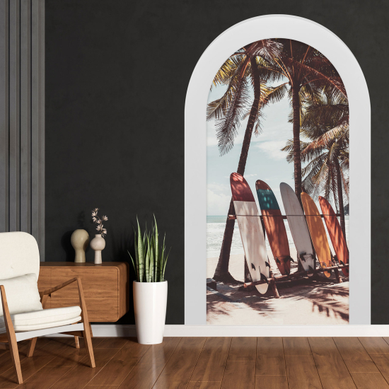 3D Wandtattoo - Optische Täuschung - Surfbretter