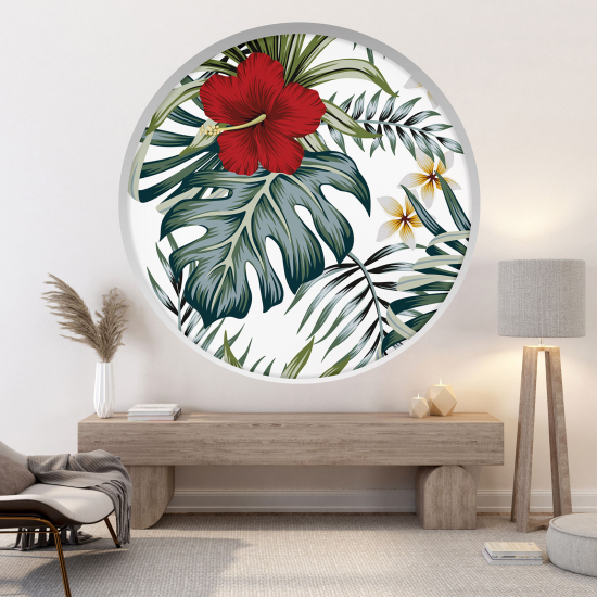 3D Wandtattoo - Optische Täuschung - Tropische Blumen