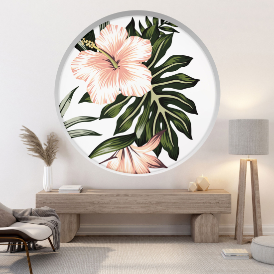 3D Wandtattoo - Optische Täuschung - Tropische Blumen