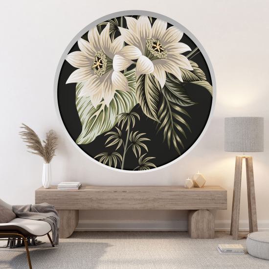 3D Wandtattoo - Optische Täuschung - Tropische Blumen