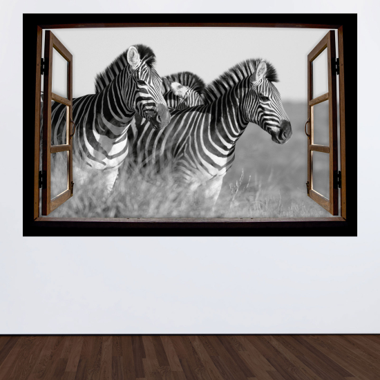 3D Wandtattoo - Optische Täuschung - Zebras