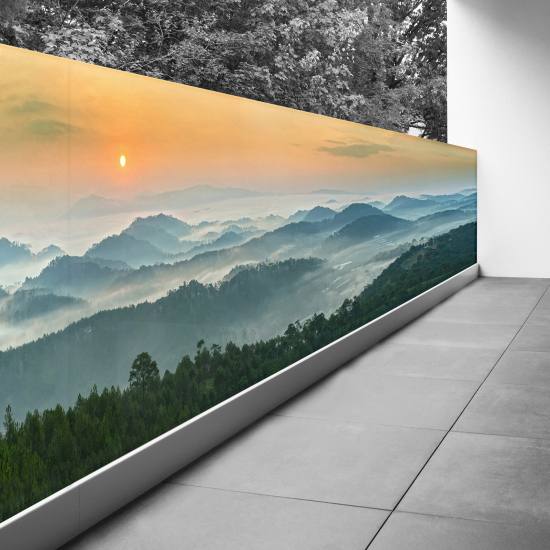 Bedruckter Sichtschutz - Optische Täuschung - 100x350 cm - Berge