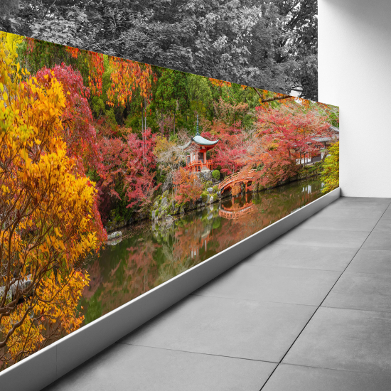 Bedruckter Sichtschutz - Optische Täuschung - 110x330 cm - Japanische Tempel