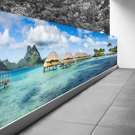 Bedruckter Sichtschutz - Optische Täuschung - 110x467 cm - Malediven