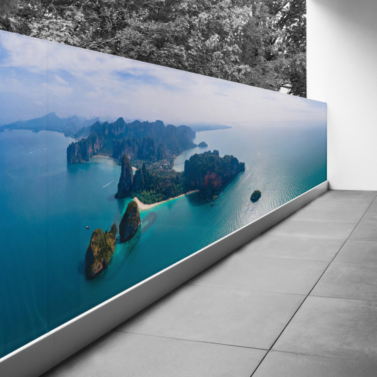 Bedruckter Sichtschutz - Optische Täuschung - 120x450 cm - Meerblick