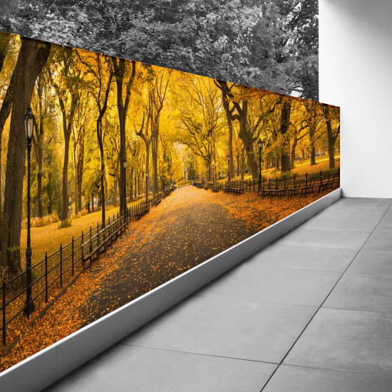 Bedruckter Sichtschutz - Optische Täuschung - 90x270 cm - Herbst im Central Park