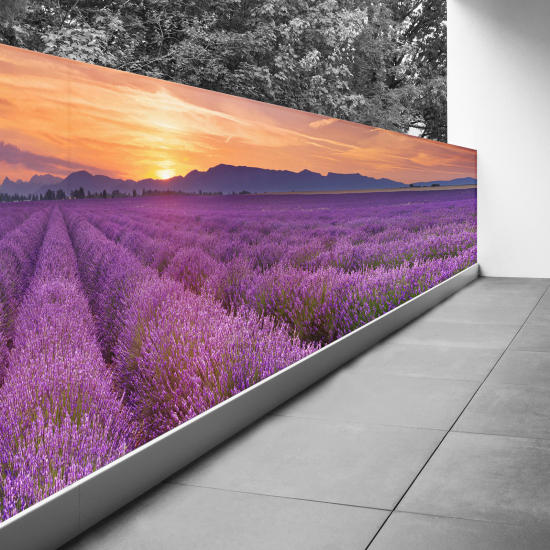 Bedruckter Sichtschutz - Optische Täuschung - 90x360 cm - Lavendelfelder