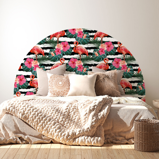 Bogen Kopfteil Wandtattoo - Rosa Flamingos