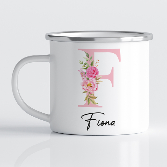 Emaille tasse personalisiert - Buchstabe F