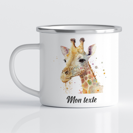 Emaille tasse personalisiert für Kinder - Giraffe