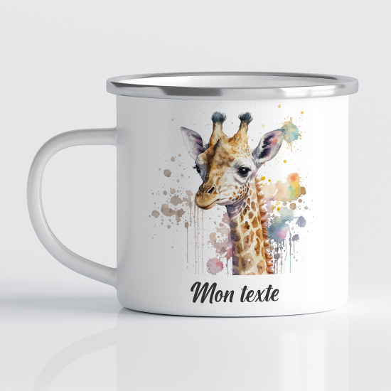 Emaille tasse personalisiert für Kinder - Giraffe