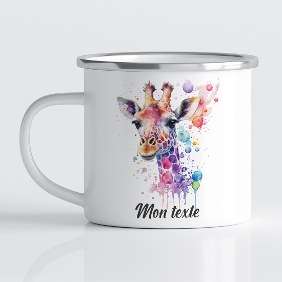 Emaille tasse personalisiert für Kinder - Giraffe