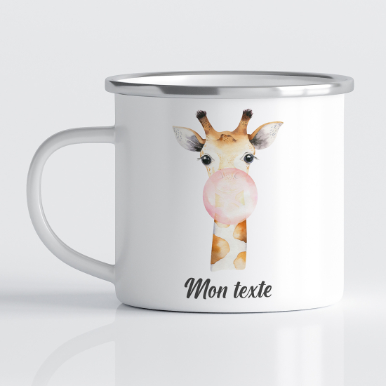 Emaille tasse personalisiert für Kinder - Giraffe