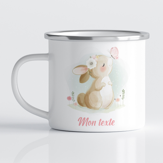 Emaille tasse personalisiert für Kinder - Kaninchen