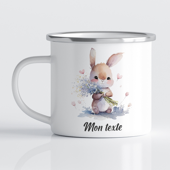 Emaille tasse personalisiert für Kinder - Kaninchen