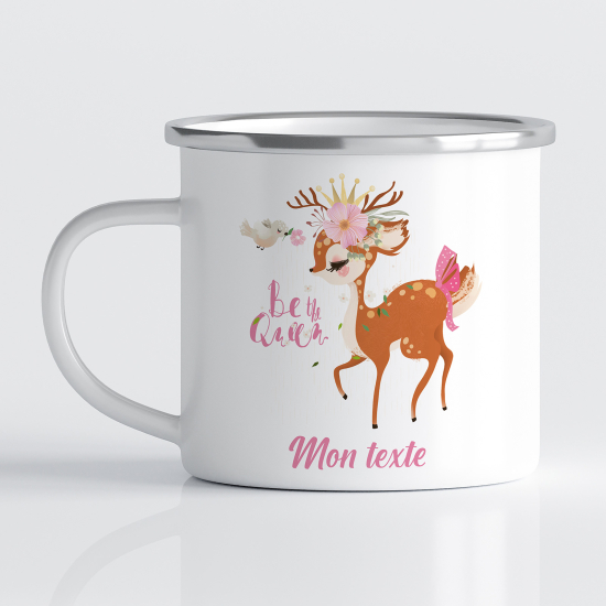 Emaille tasse personalisiert für Kinder - Kitz Sei die Königin