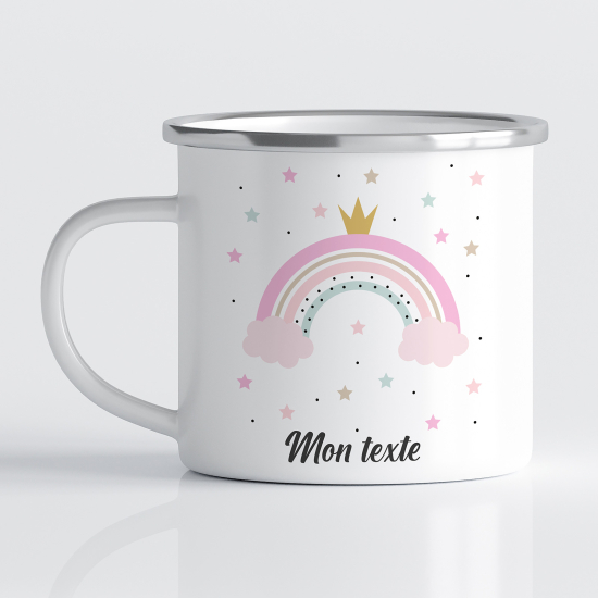 Emaille tasse personalisiert für Kinder - Regenbogen