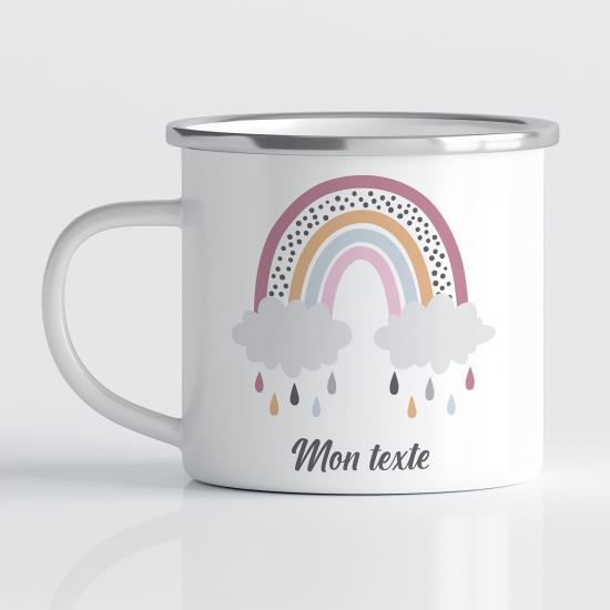 Emaille tasse personalisiert für Kinder - Regenbogen