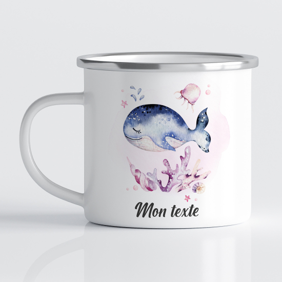 Emaille tasse personalisiert für Kinder - Wal