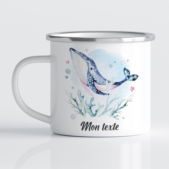 Emaille tasse personalisiert für Kinder - Wal