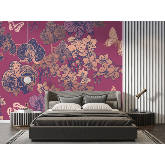 Fototapete - Blumen Schmetterlinge