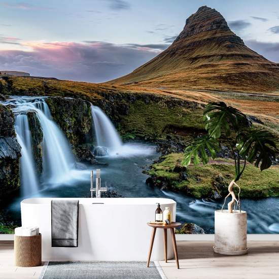 Fototapete - Kaskaden Kirkjufell Island