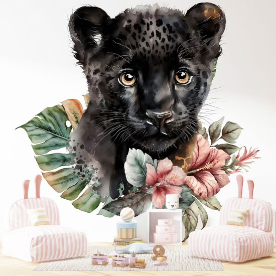 Fototapete Kinderzimmer - Kleine Schwarze Pantherin