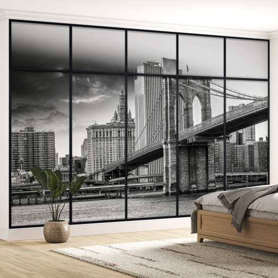 Fototapeten 3D Optische Täuschung - Brooklyn-Brücke